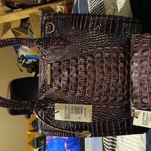 Brahmin Purple Tote Bag with Luxurious Texture and Premium Leather